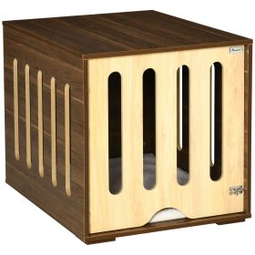Elegant Wooden Pet Crate Table with Plush Cushion, Side Entry, Removable Door, Brown Elegant Wooden Pet Crate Table with Plush Cushion, Side Entry, Removable Door, Brown