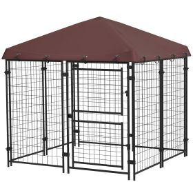 Outdoor Dog Kennel 4.6x5 with Waterproof Canopy and Large Door Silver Outdoor Dog Kennel 4.6x5 with Waterproof Canopy and Large Door Silver
